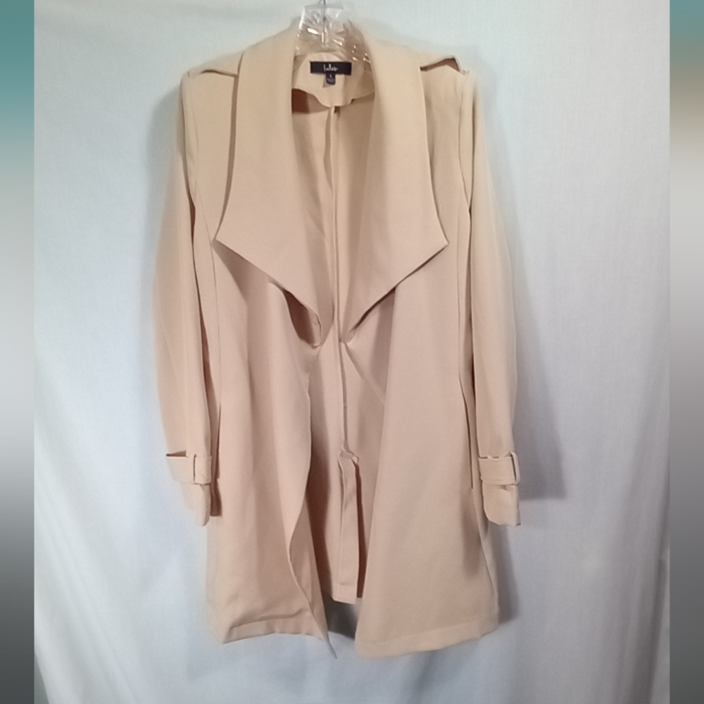 Lulus Biege Wide Lapel Open Front Blazer Size S